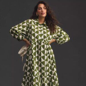 Maeve Bettina Tiered Shirt Dress Size M Petite